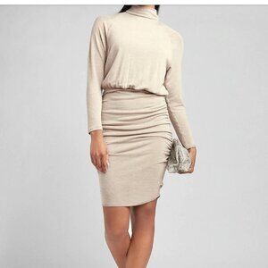 EXPRESS WOMEN'S RUCHED LONG SLEEVE BLACK DRESS XXS NWOT